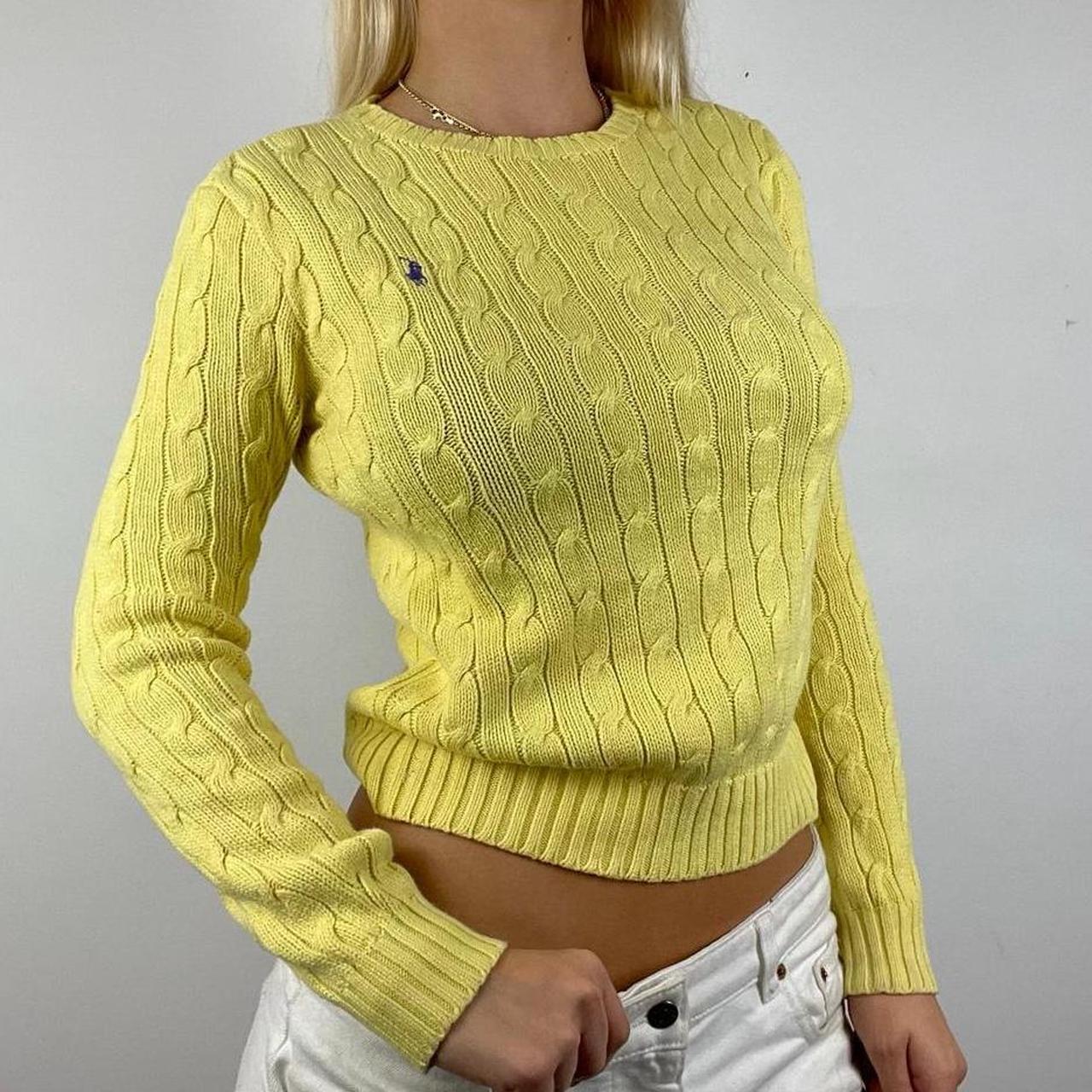 Yellow Ralph Lauren Polo cable knit jumper 90s 00s