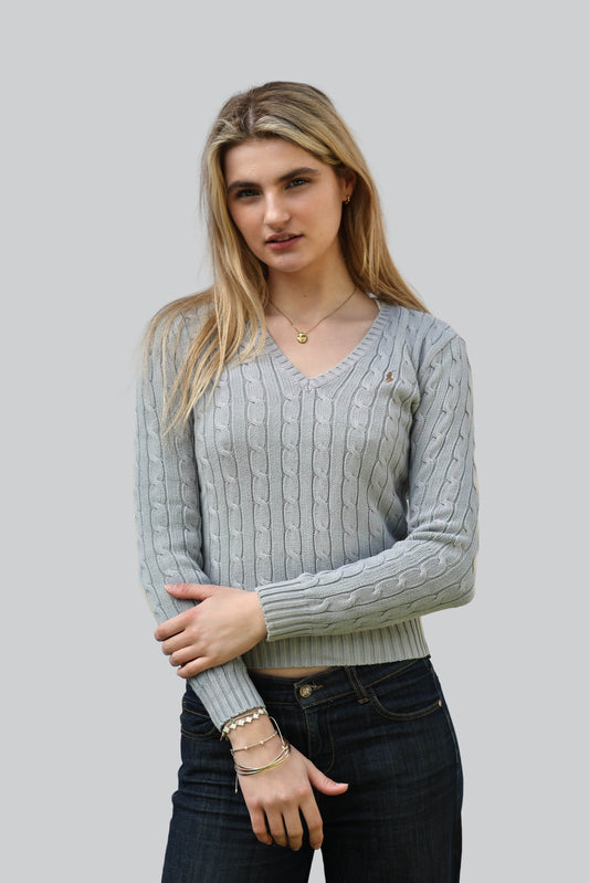 Vintage Ralph Lauren Cable Knit Jumper - V Neck