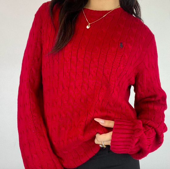 Vintage Ralph Lauren Cable Knit Jumper - Crew Neck