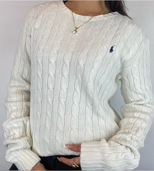 Vintage Ralph Lauren Cable Knit Jumper - Crew Neck