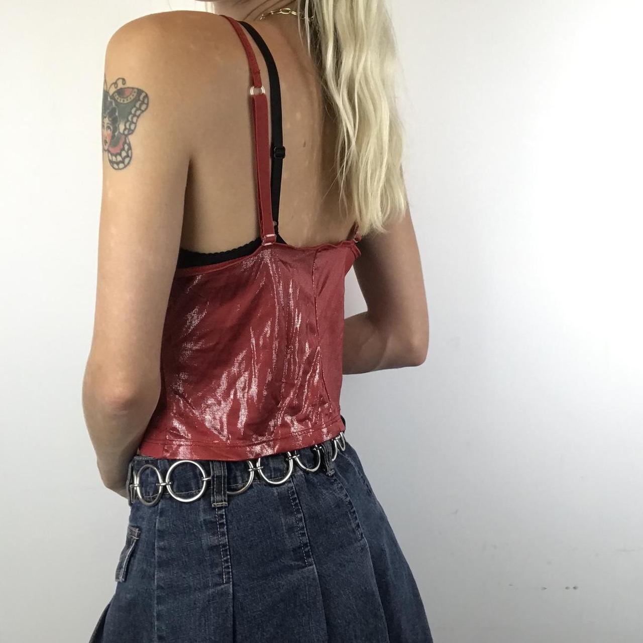 Red shiny cami vest top