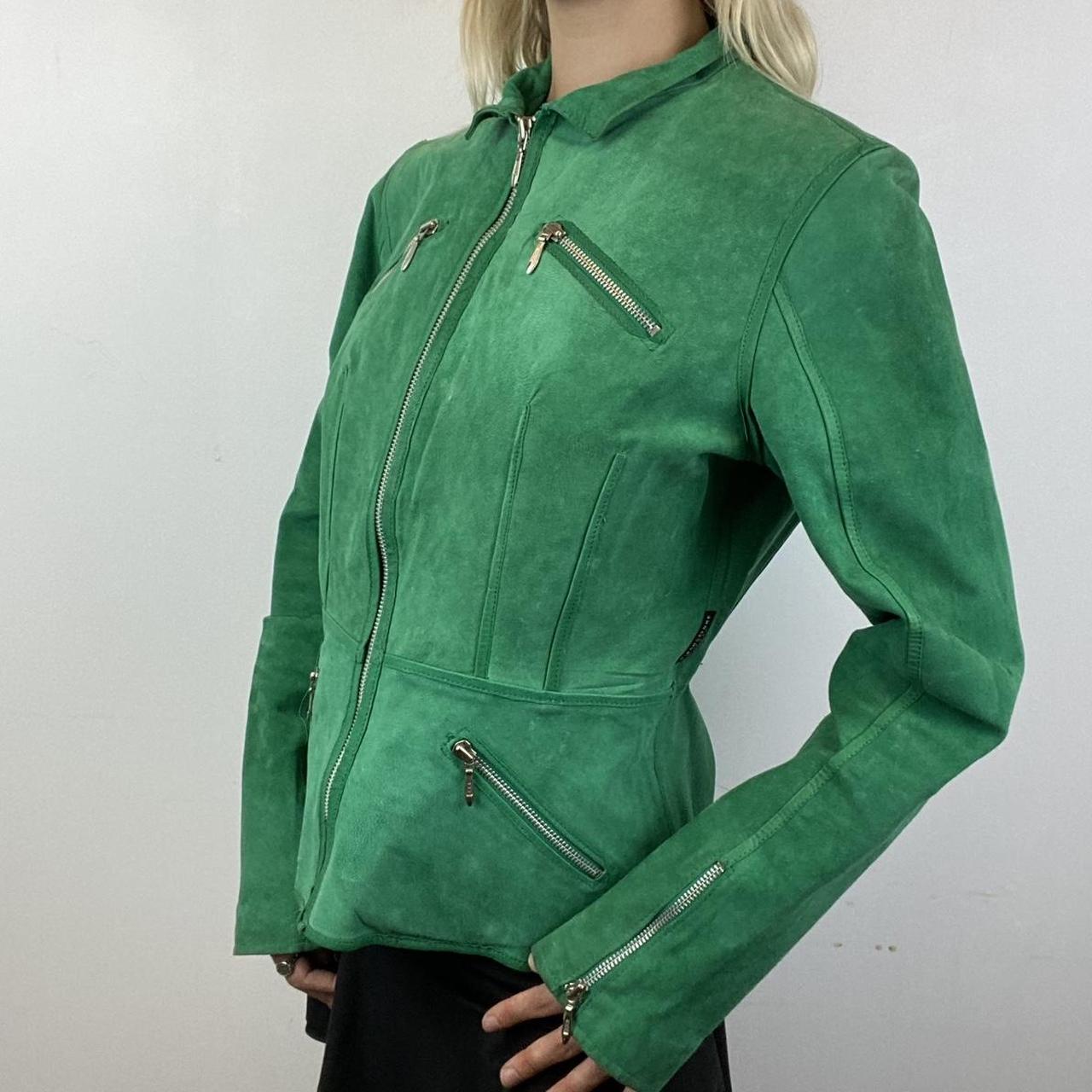 Green suede biker style jacket