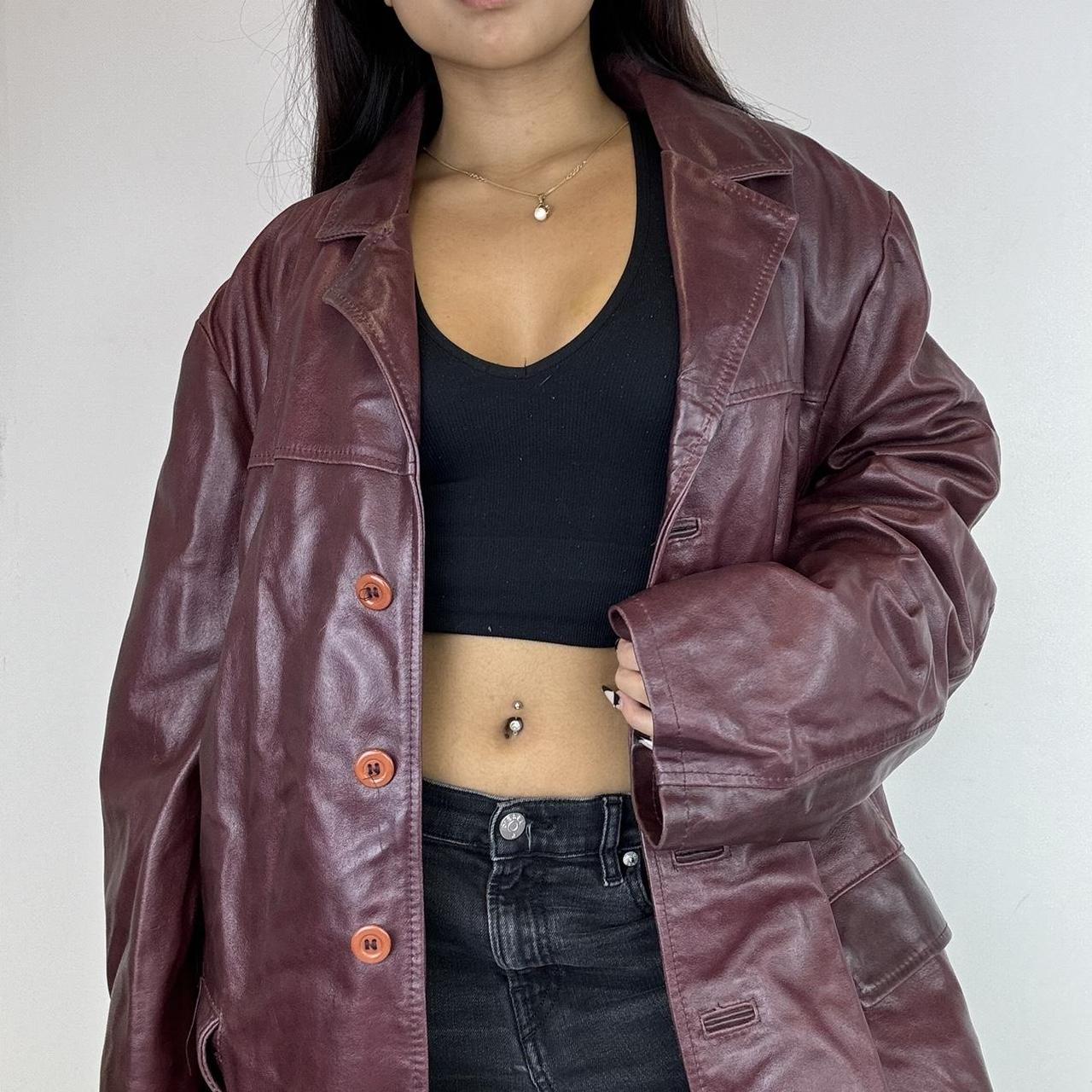 Burgundy Long Red Leather Jacket