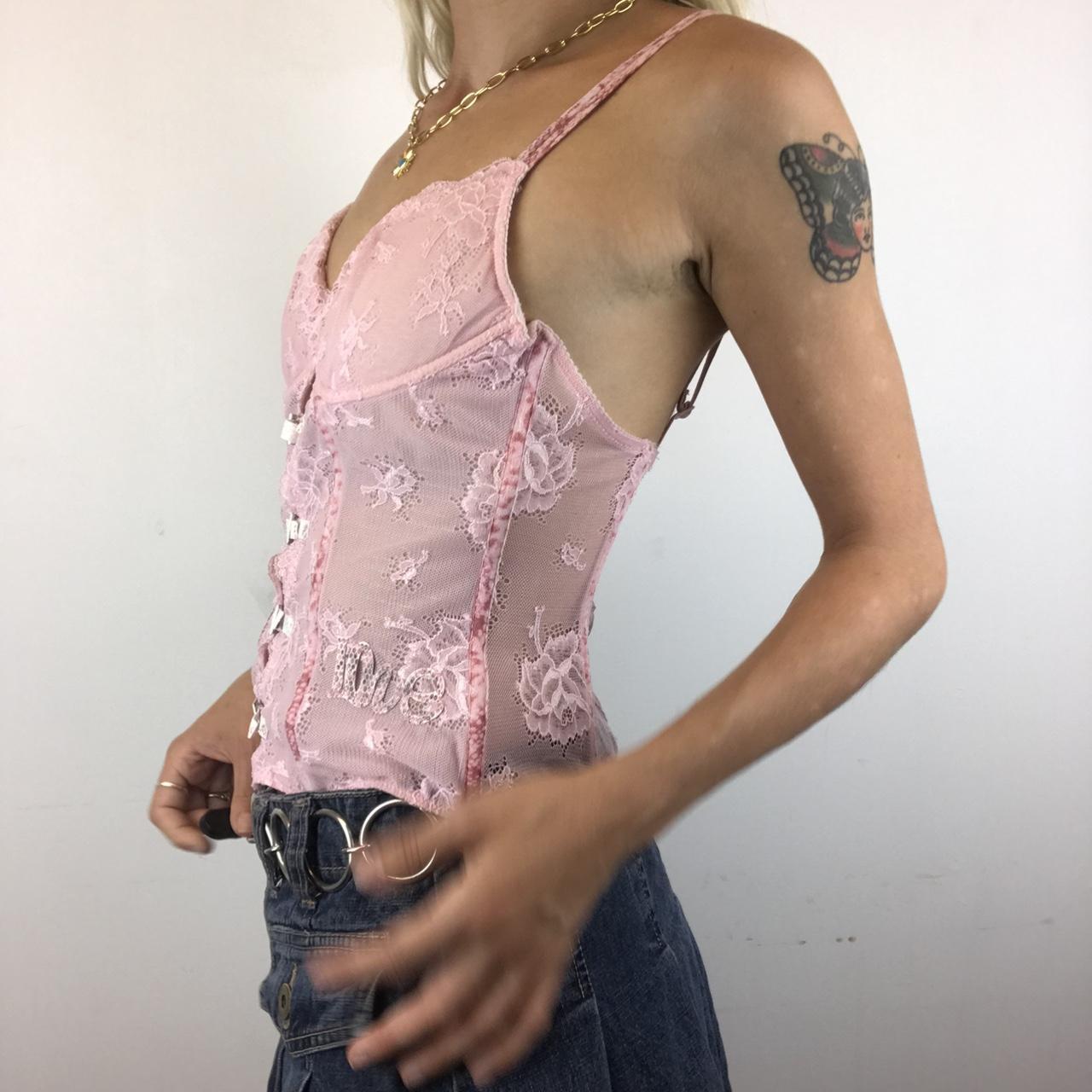 Pink lace corset top