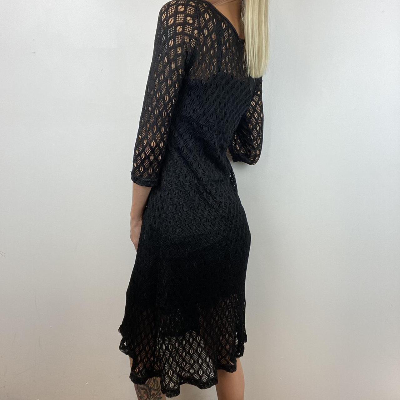 Black crochet lace button up long cardigan