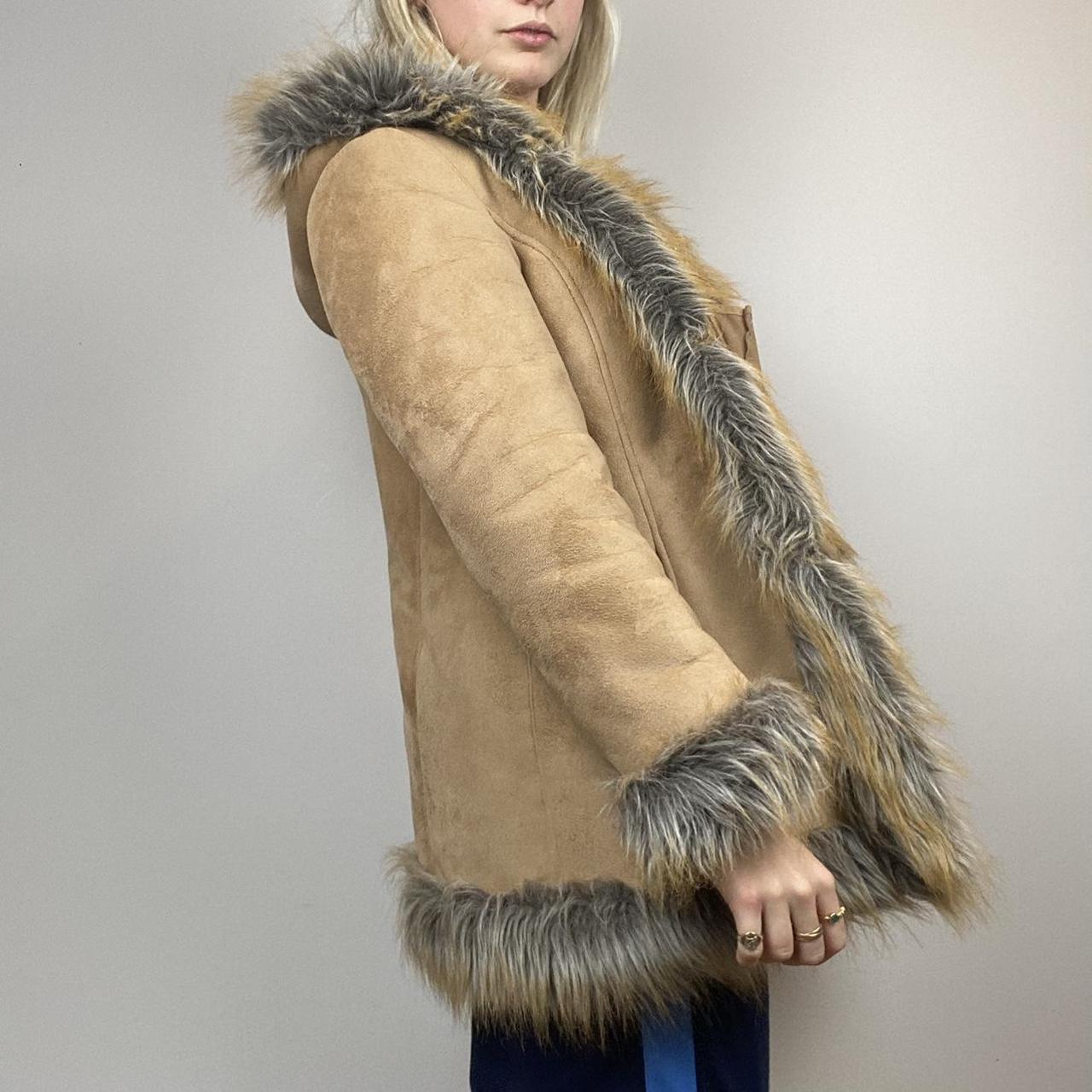 Faux Fur Trim Afgan Coat - Medium