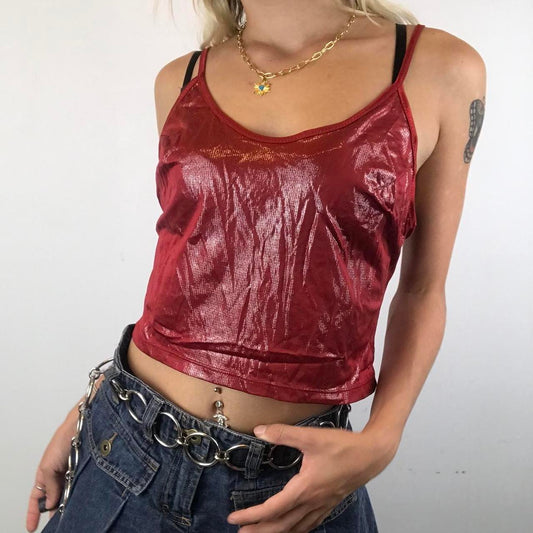 Red shiny cami vest top