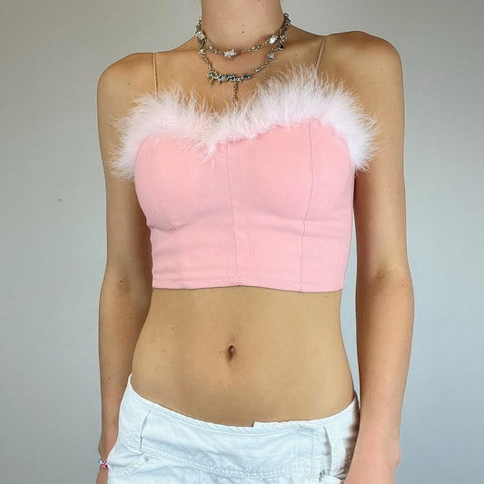 Fur / feather trim cami top