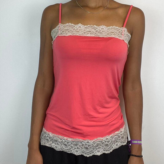 pink lace trim cami top