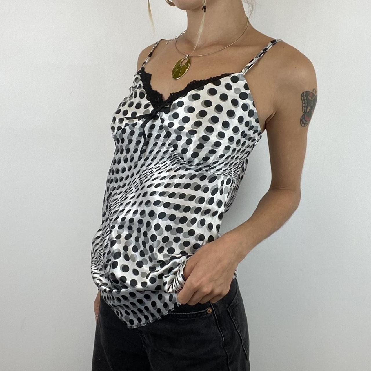 Satin polka dot print cami vest top with adjustable straps