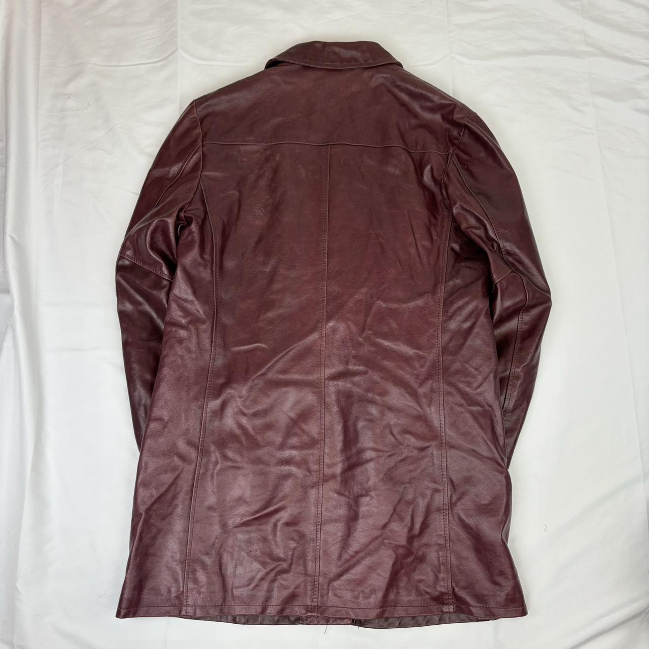 Burgundy Long Red Leather Jacket