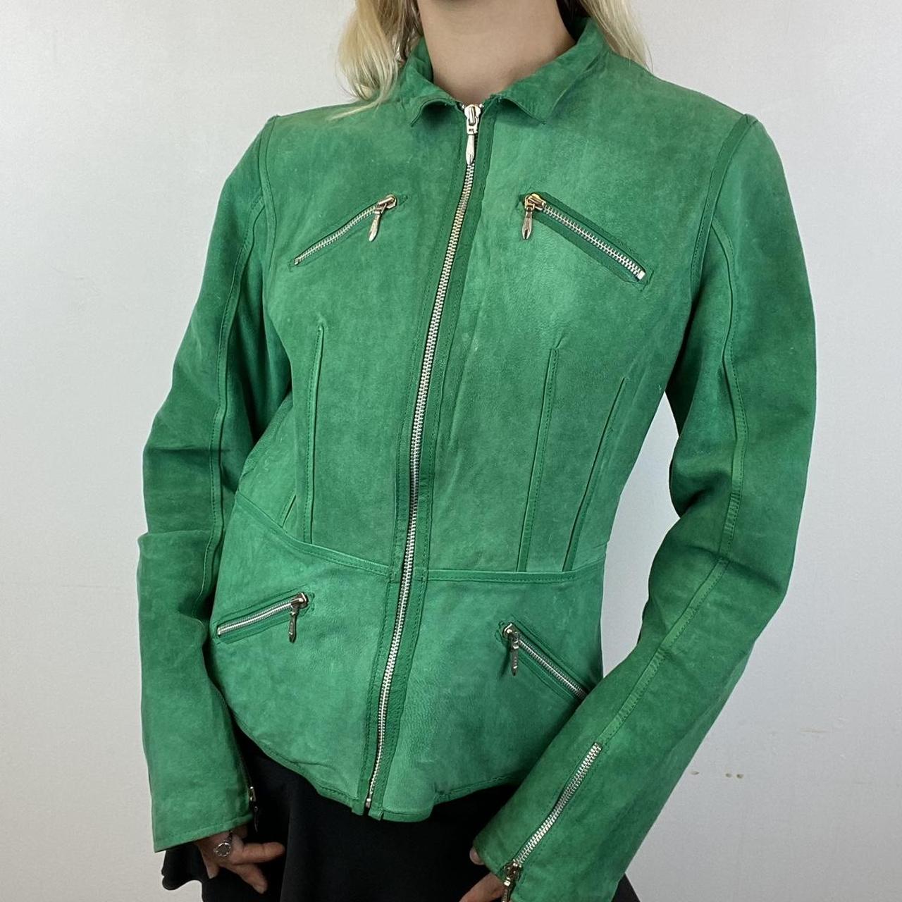 Green suede biker style jacket