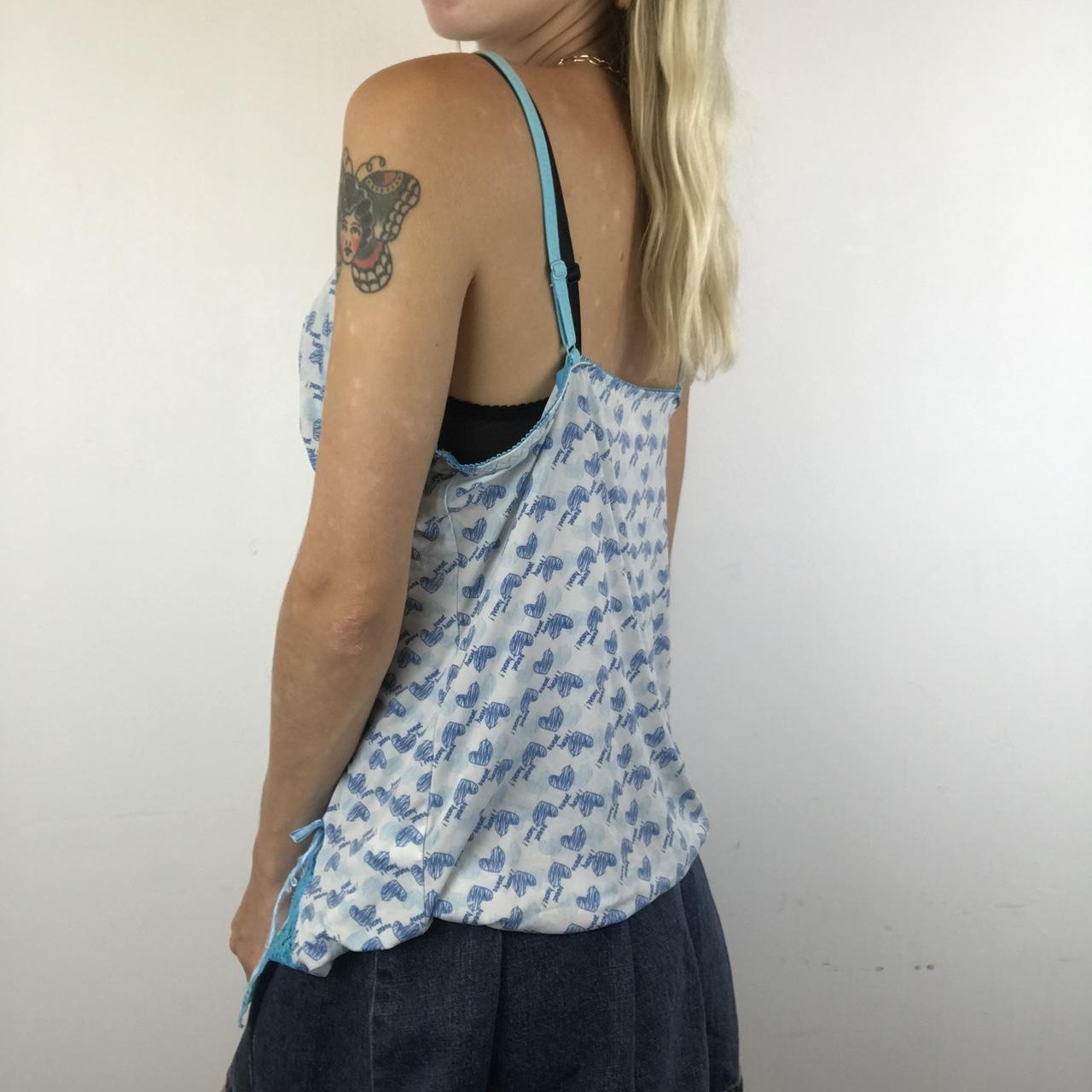 White and blue patterned cami vest top