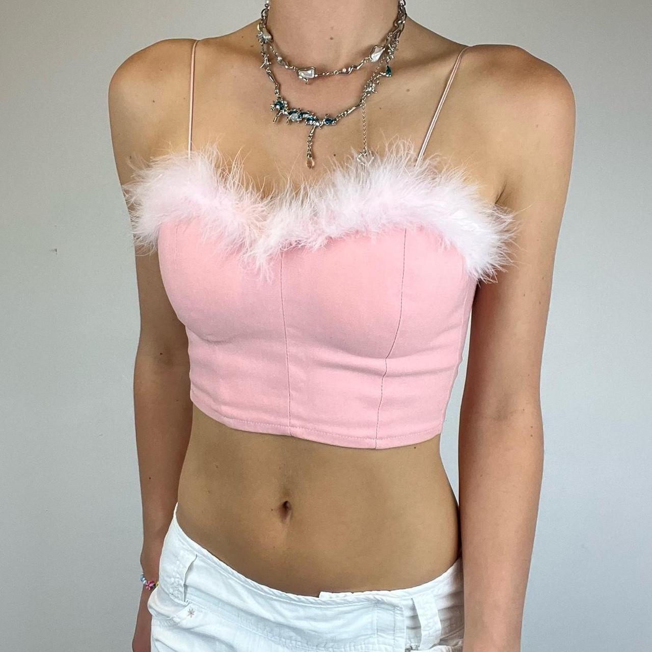 Fur / feather trim cami top