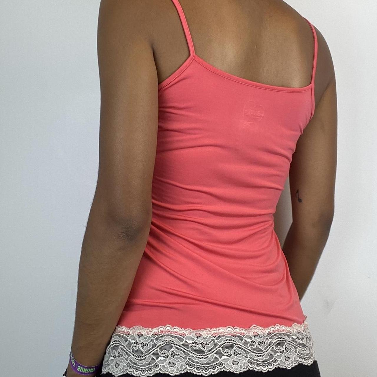 pink lace trim cami top