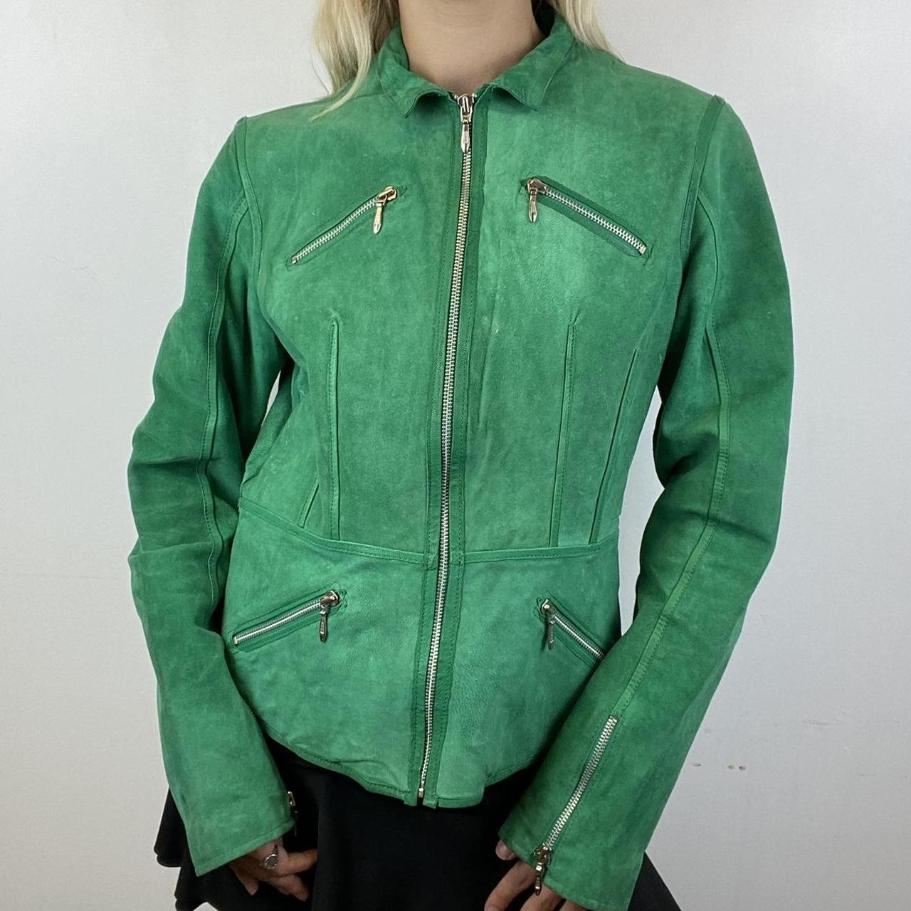 Green suede biker style jacket