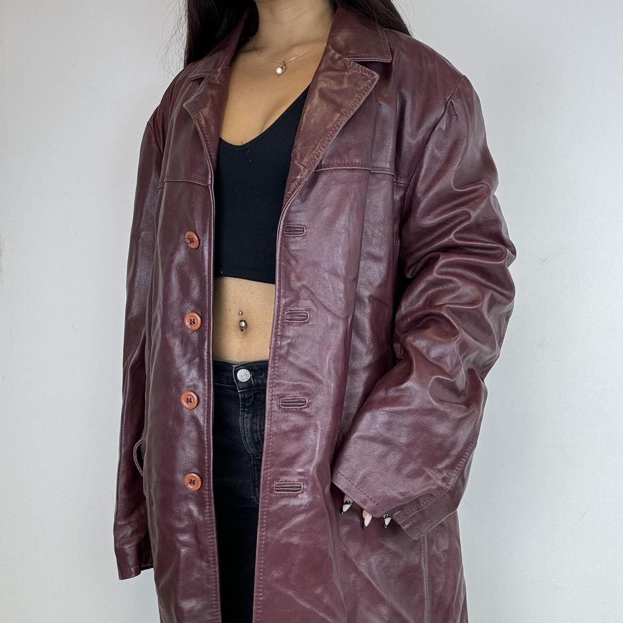 Burgundy Long Red Leather Jacket