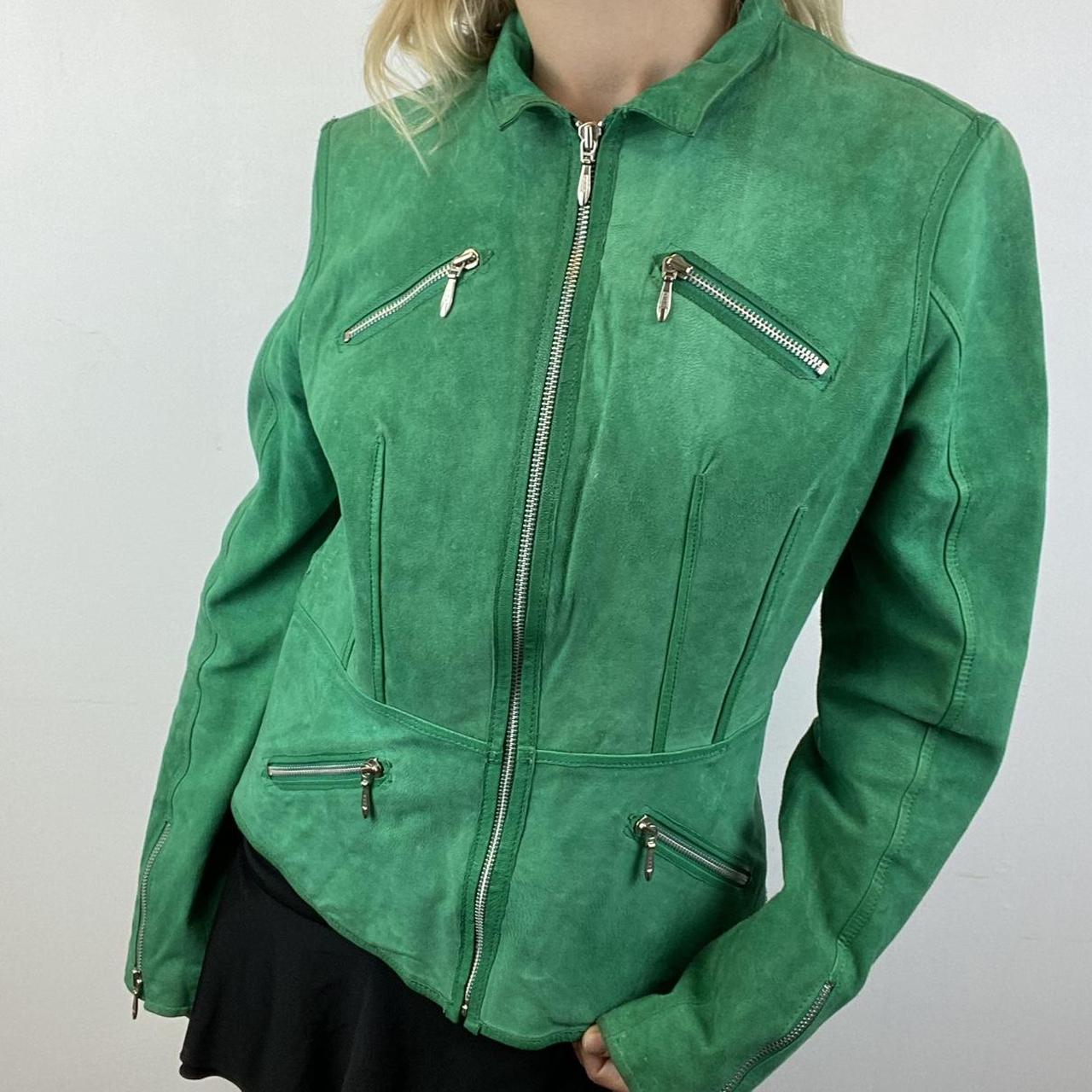 Green suede biker style jacket