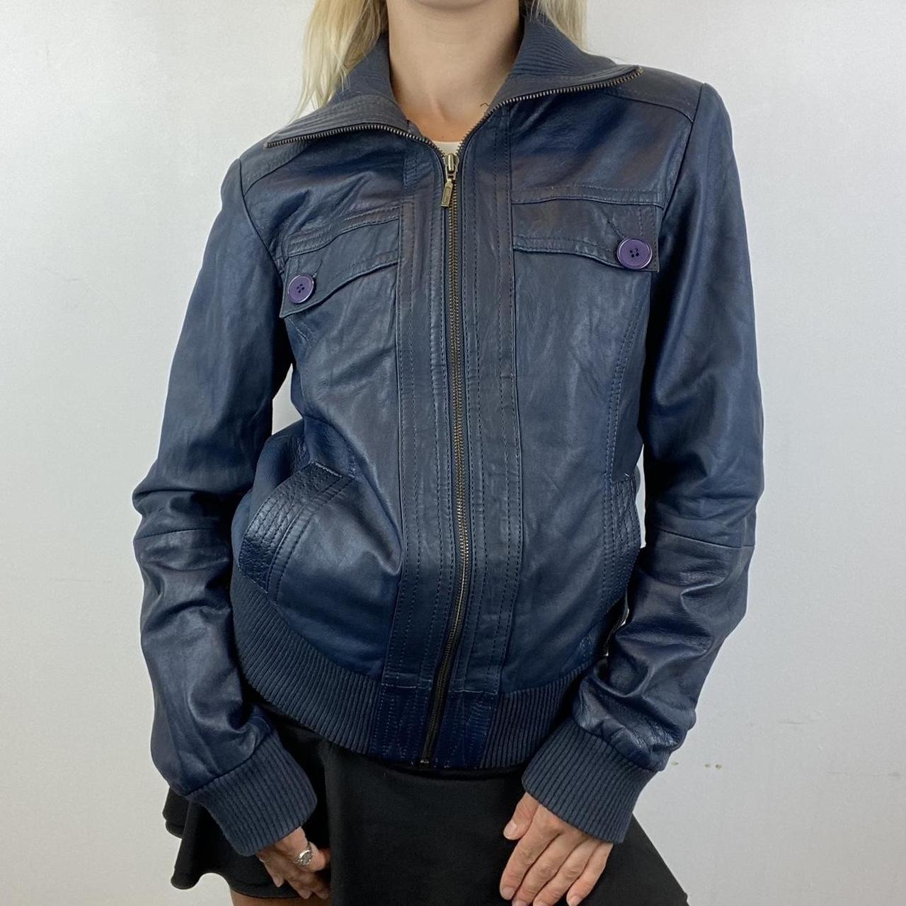 leather bomber style biker jacket