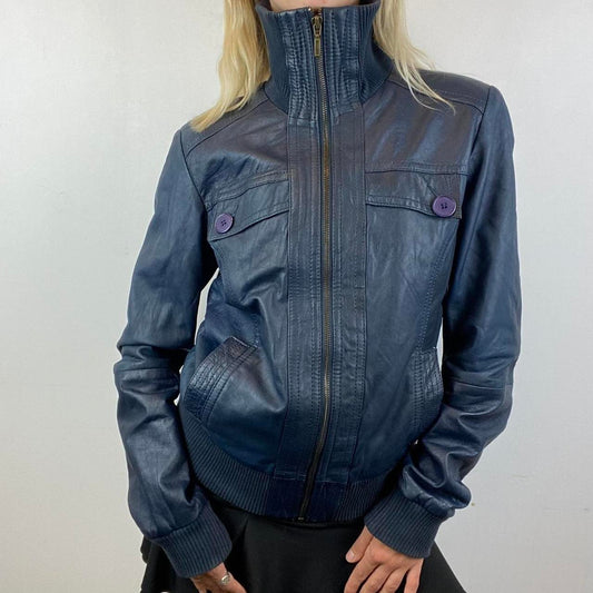 leather bomber style biker jacket