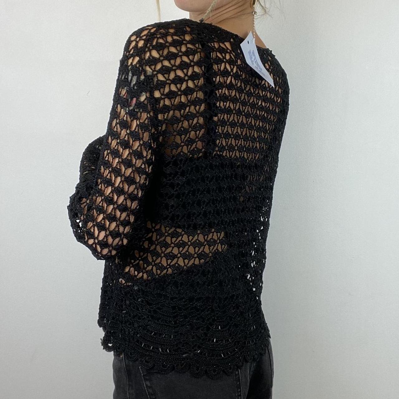 Black crochet long sleeve button up top/ cardigan