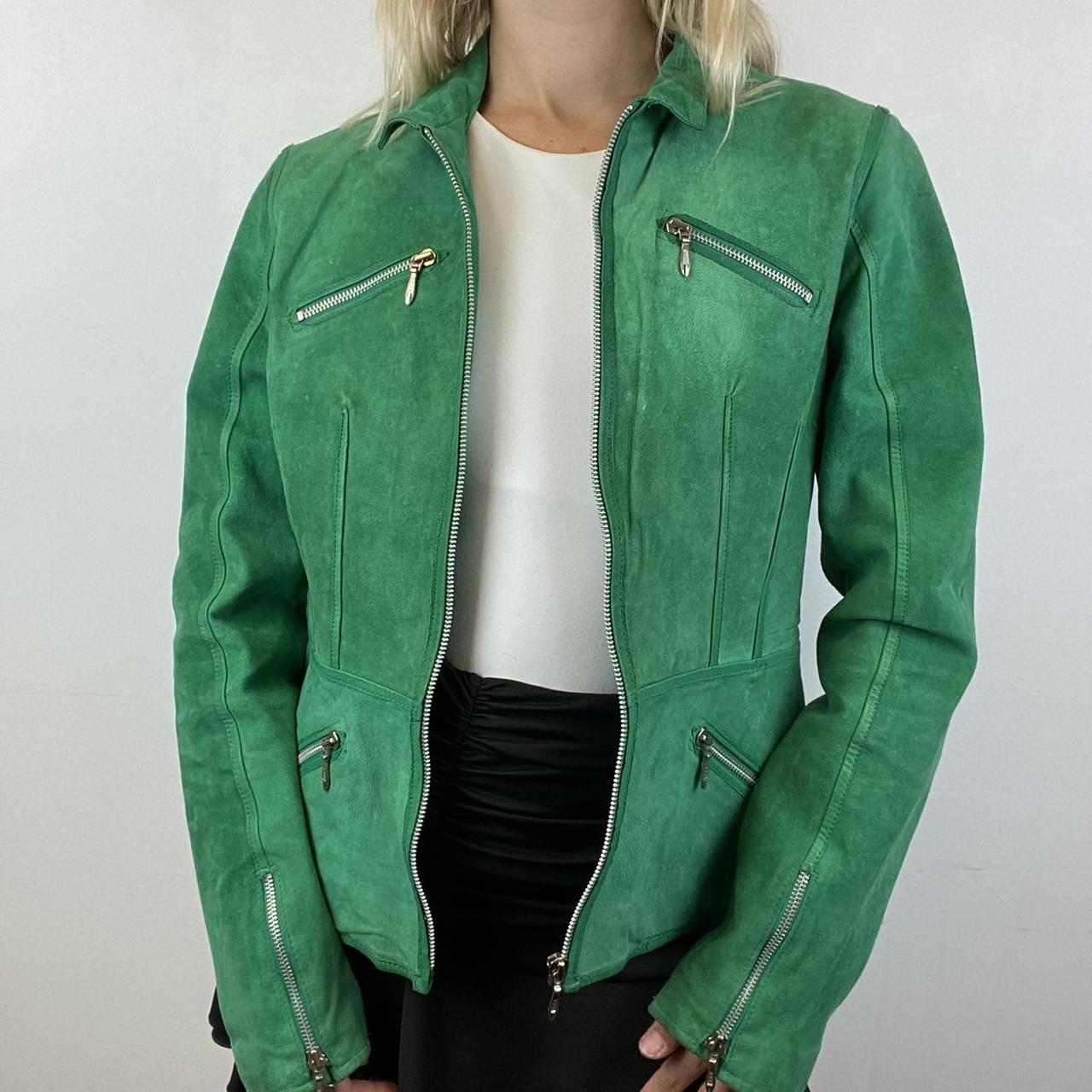 Green suede biker style jacket