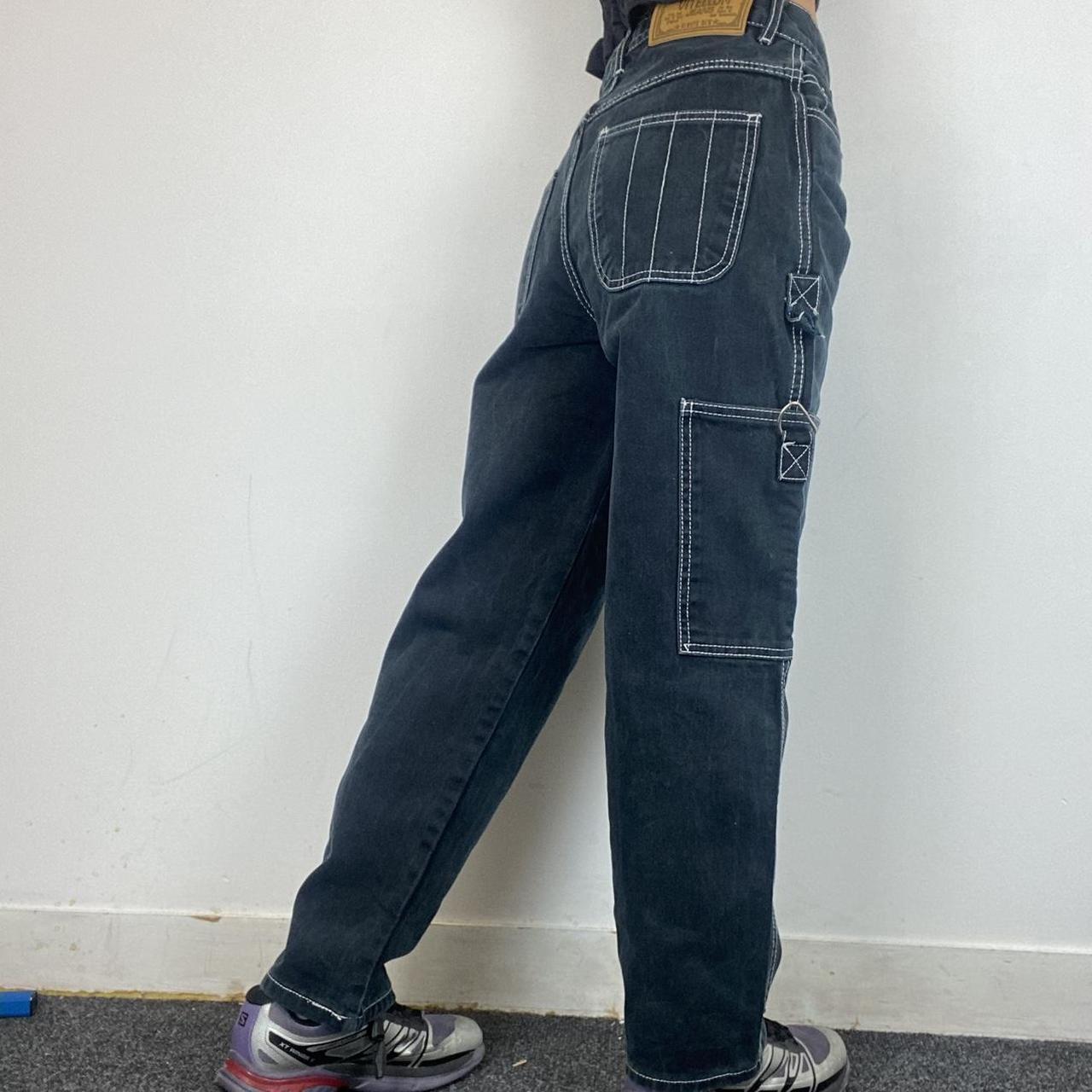 Straight leg denim cargo combat jeans