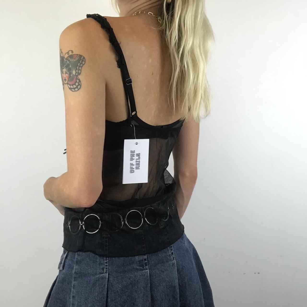 Black mesh cami vest top with bow detailing