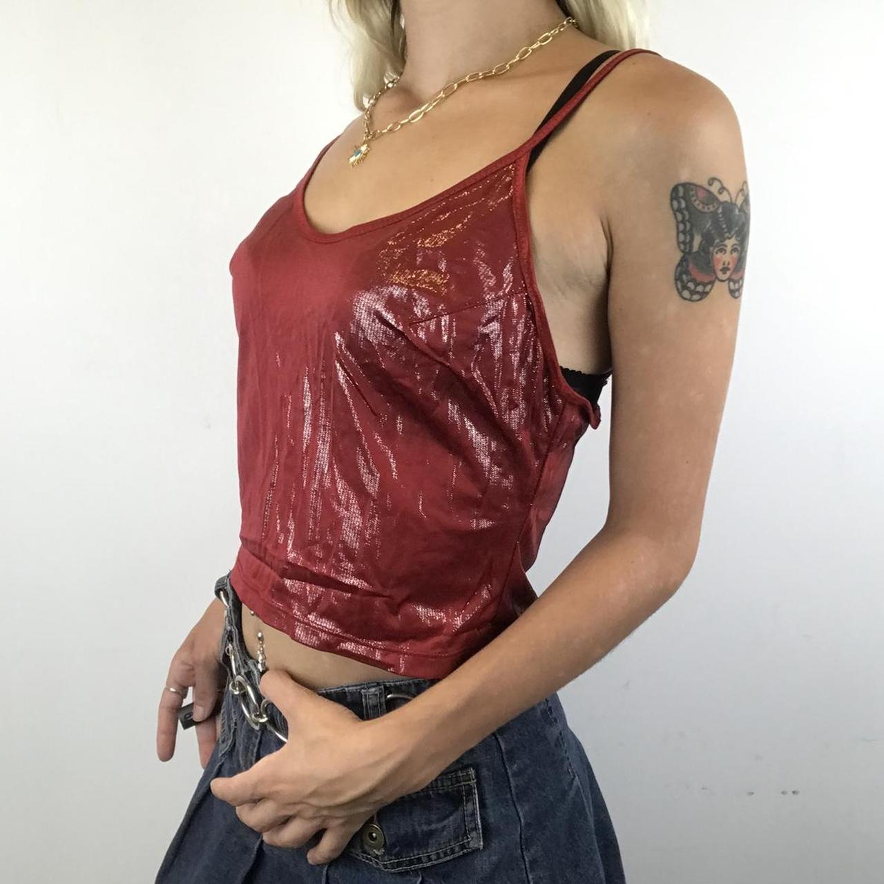 Red shiny cami vest top