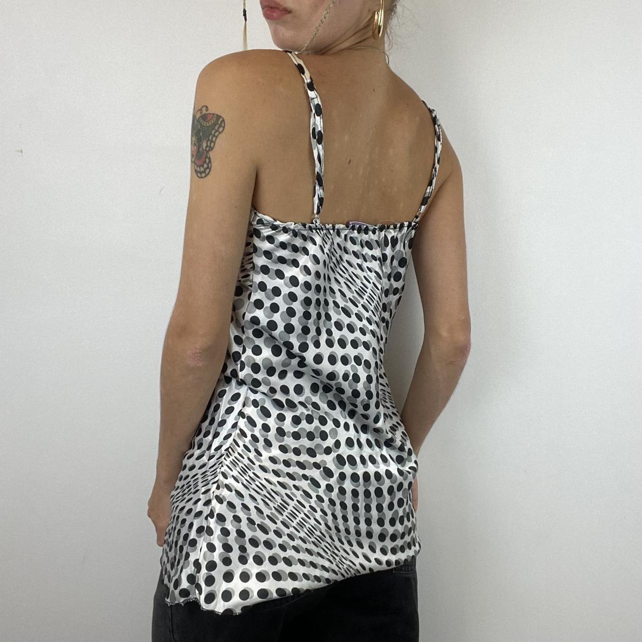 Satin polka dot print cami vest top with adjustable straps